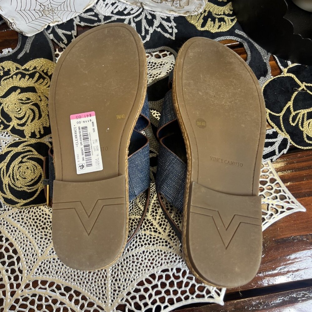 Vince Camuto Leather Adjustable Crossband Sandals Ciela Blue Shoes size 9 - Picture 4 of 7